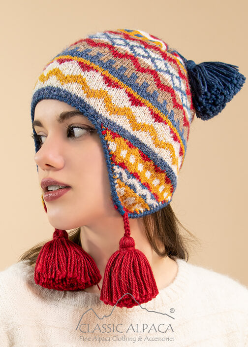 Colorful Brushed Alpaca Hat With Ear Flaps Colorful Brushed Alpaca Hat With Ear Flaps